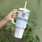 Fiji Rugby Custom Kaiviti Masi Tumbler With Handle Turquoise - Aussie Hoodie