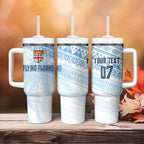 Fiji Rugby Custom Kaiviti Masi Tumbler With Handle Turquoise - Aussie Hoodie