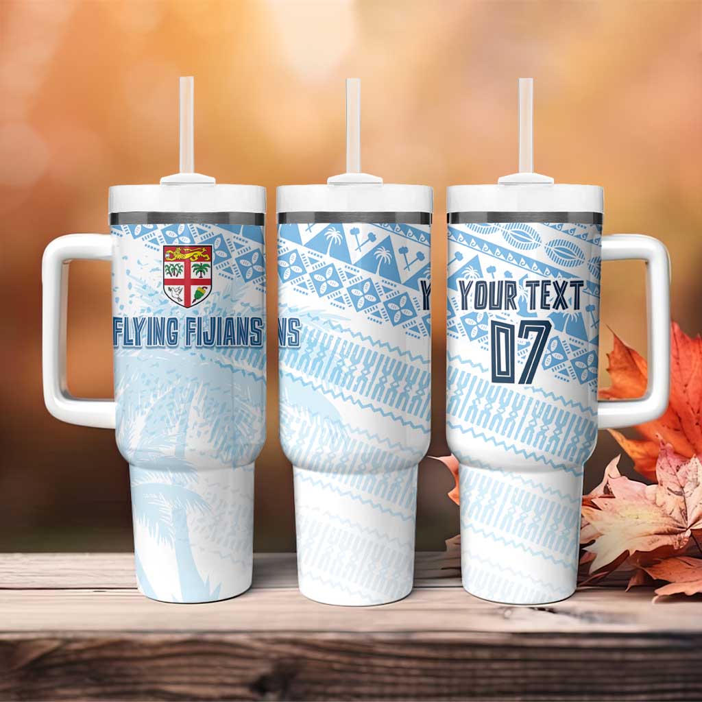 Fiji Rugby Custom Kaiviti Masi Tumbler With Handle Turquoise - Aussie Hoodie