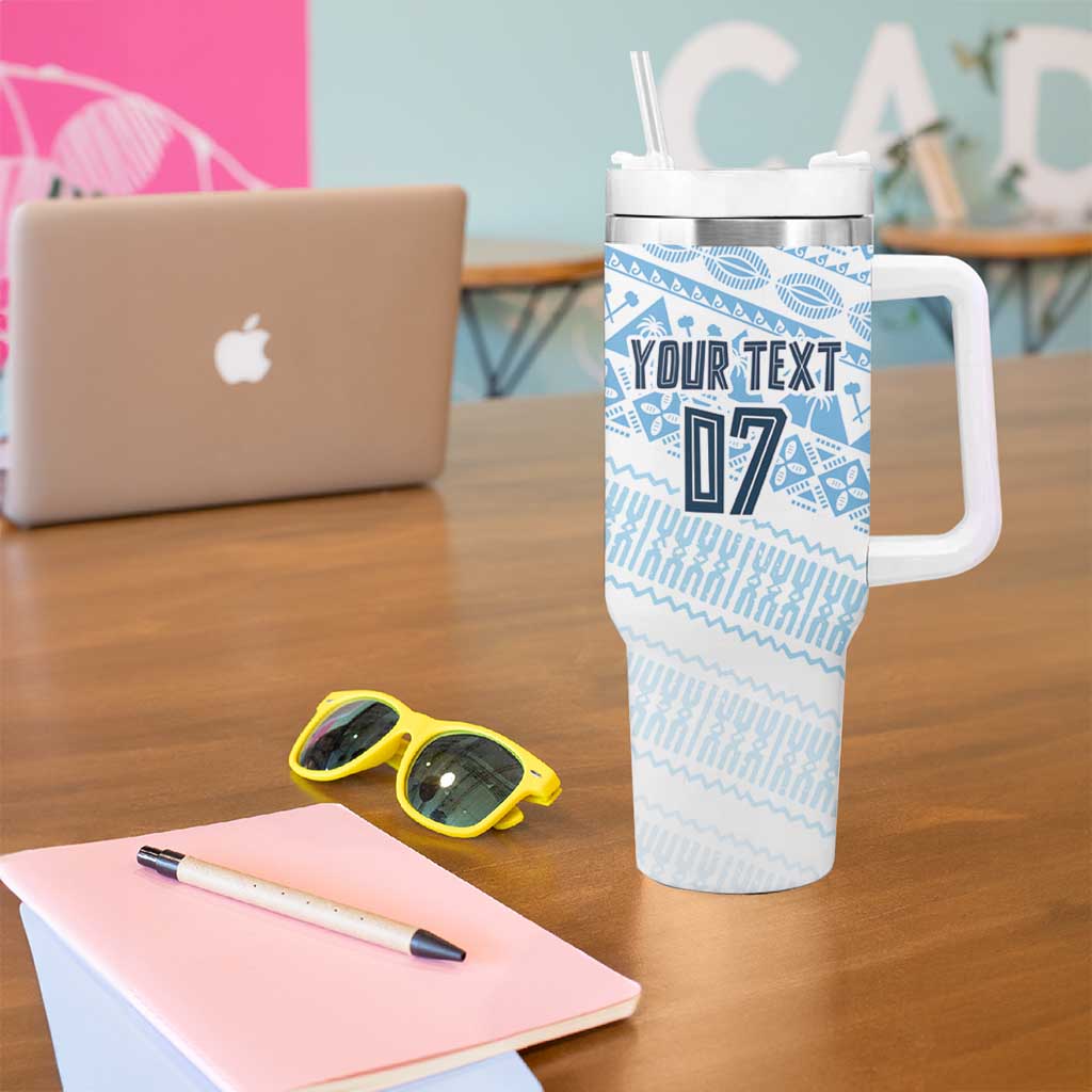 Fiji Rugby Custom Kaiviti Masi Tumbler With Handle Turquoise - Aussie Hoodie
