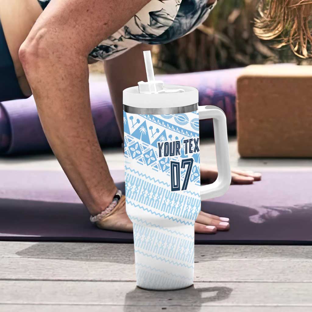 Fiji Rugby Custom Kaiviti Masi Tumbler With Handle Turquoise - Aussie Hoodie