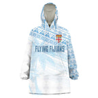 Fiji Rugby Custom Kaiviti Masi Wearable Blanket Hoodie Turquoise - Aussie Hoodie