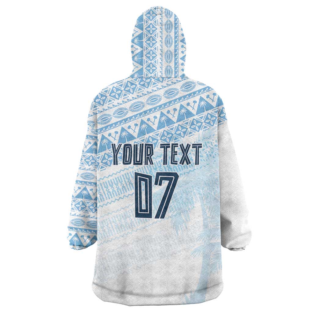 Fiji Rugby Custom Kaiviti Masi Wearable Blanket Hoodie Turquoise - Aussie Hoodie