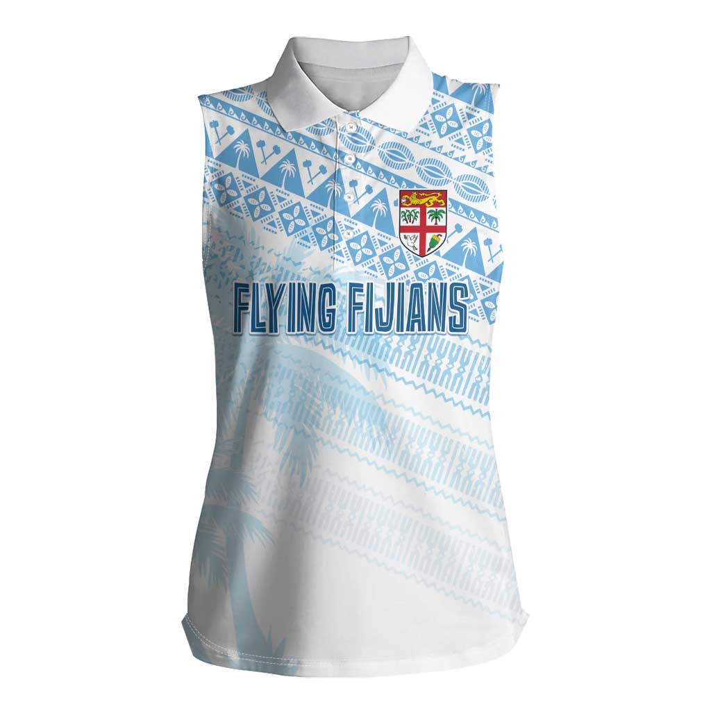 Fiji Rugby Custom Kaiviti Masi Women Sleeveless Polo Shirt Turquoise - Aussie Hoodie