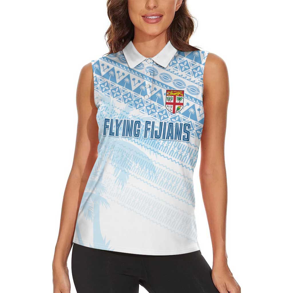 Fiji Rugby Custom Kaiviti Masi Women Sleeveless Polo Shirt Turquoise - Aussie Hoodie