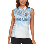 Fiji Rugby Custom Kaiviti Masi Women Sleeveless Polo Shirt Turquoise - Aussie Hoodie