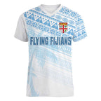 Fiji Rugby Custom Kaiviti Masi Women V-Neck T-Shirt Turquoise - Aussie Hoodie