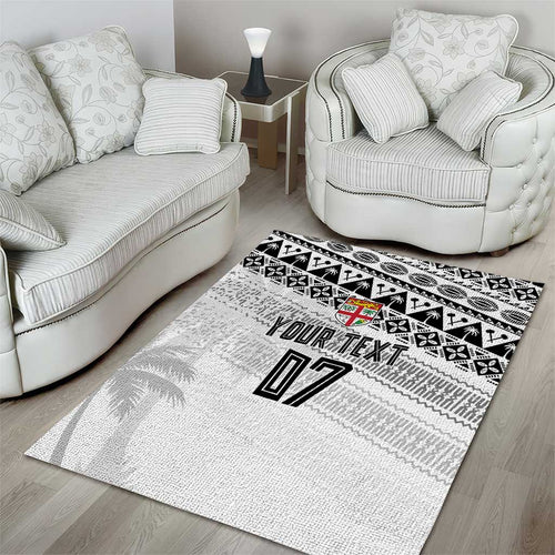 Fiji Rugby Custom Kaiviti Masi Area Rug Black - Aussie Hoodie