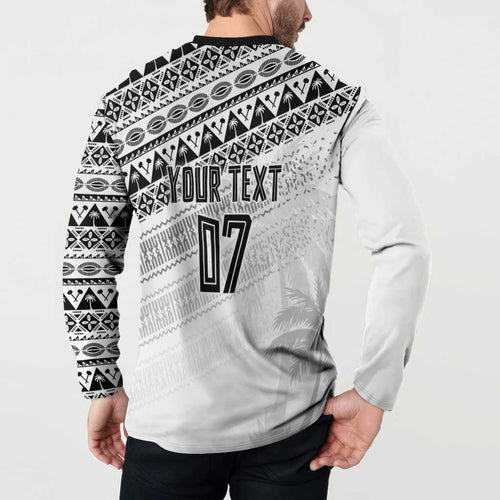 Fiji Rugby Custom Kaiviti Masi Button Sweatshirt Black - Aussie Hoodie