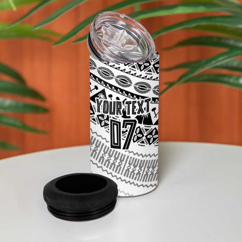 Fiji Rugby Custom Kaiviti Masi 4 in 1 Can Cooler Tumbler Black - Aussie Hoodie