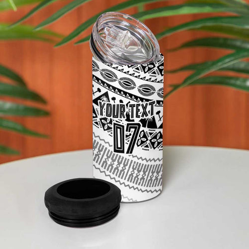 Fiji Rugby Custom Kaiviti Masi 4 in 1 Can Cooler Tumbler Black - Aussie Hoodie