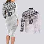 Fiji Rugby Custom Kaiviti Masi Couples Matching Long Sleeve Bodycon Dress and Long Sleeve Button Shirt Black - Aussie Hoodie