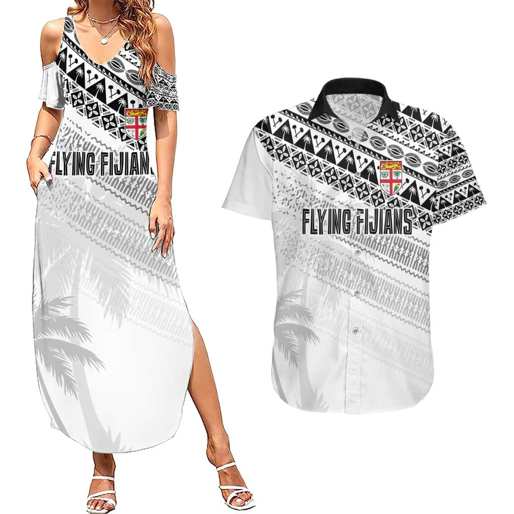 Fiji Rugby Custom Kaiviti Masi Couples Matching Summer Maxi Dress and Hawaiian Shirt Black - Aussie Hoodie