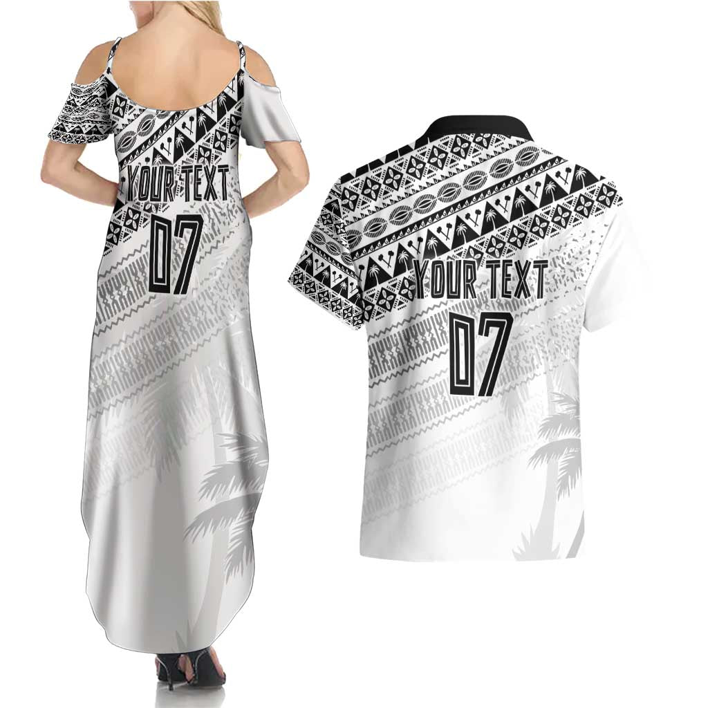 Fiji Rugby Custom Kaiviti Masi Couples Matching Summer Maxi Dress and Hawaiian Shirt Black - Aussie Hoodie