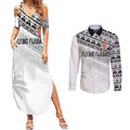 Fiji Rugby Custom Kaiviti Masi Couples Matching Summer Maxi Dress and Long Sleeve Button Shirt Black - Aussie Hoodie