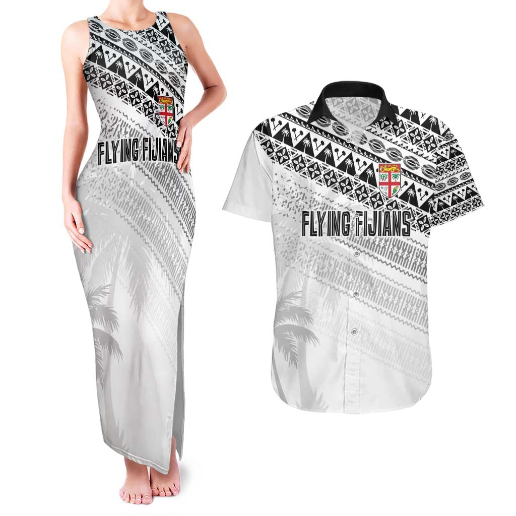 Fiji Rugby Custom Kaiviti Masi Couples Matching Tank Maxi Dress and Hawaiian Shirt Black - Aussie Hoodie