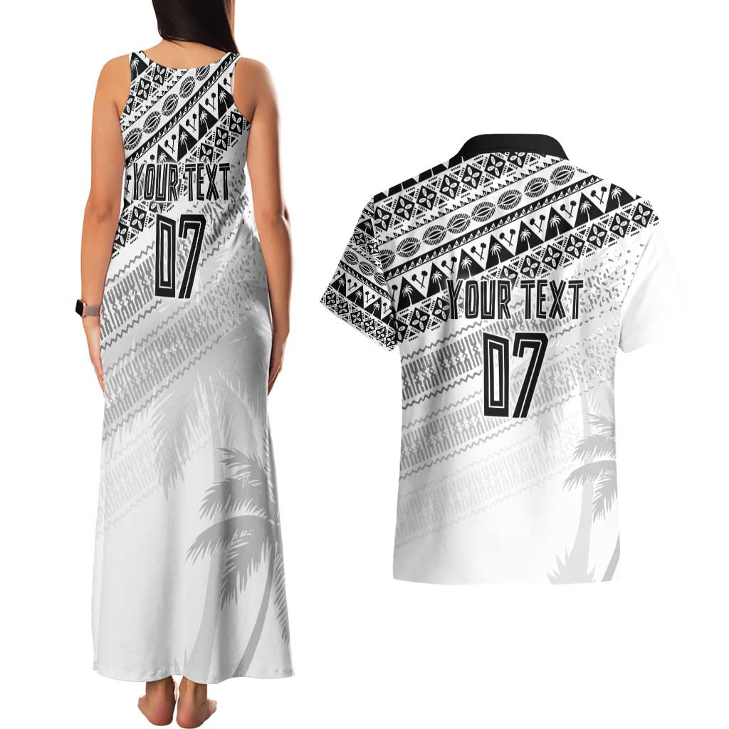Fiji Rugby Custom Kaiviti Masi Couples Matching Tank Maxi Dress and Hawaiian Shirt Black - Aussie Hoodie