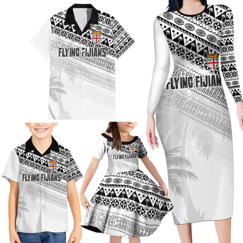 Fiji Rugby Custom Kaiviti Masi Family Matching Long Sleeve Bodycon Dress and Hawaiian Shirt Black - Aussie Hoodie