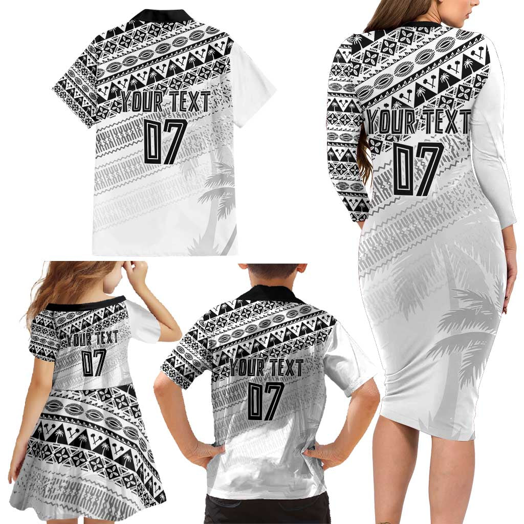 Fiji Rugby Custom Kaiviti Masi Family Matching Long Sleeve Bodycon Dress and Hawaiian Shirt Black - Aussie Hoodie