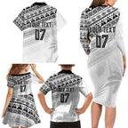 Fiji Rugby Custom Kaiviti Masi Family Matching Long Sleeve Bodycon Dress and Hawaiian Shirt Black - Aussie Hoodie