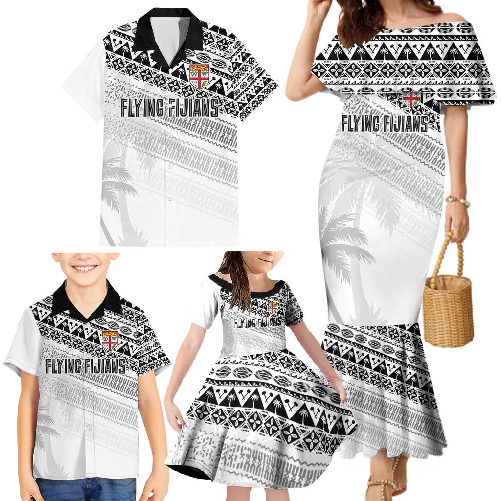Fiji Rugby Custom Kaiviti Masi Family Matching Mermaid Dress and Hawaiian Shirt Black - Aussie Hoodie