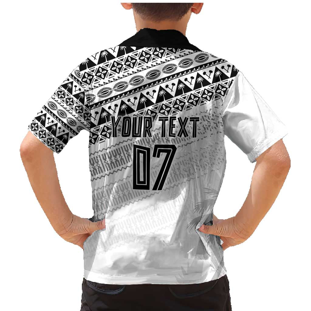 Fiji Rugby Custom Kaiviti Masi Family Matching Mermaid Dress and Hawaiian Shirt Black - Aussie Hoodie