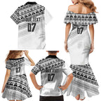 Fiji Rugby Custom Kaiviti Masi Family Matching Mermaid Dress and Hawaiian Shirt Black - Aussie Hoodie