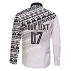 Fiji Rugby Custom Kaiviti Masi Family Matching Off The Shoulder Long Sleeve Dress and Hawaiian Shirt Black - Aussie Hoodie