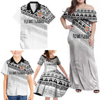 Fiji Rugby Custom Kaiviti Masi Family Matching Off Shoulder Maxi Dress and Hawaiian Shirt Black - Aussie Hoodie