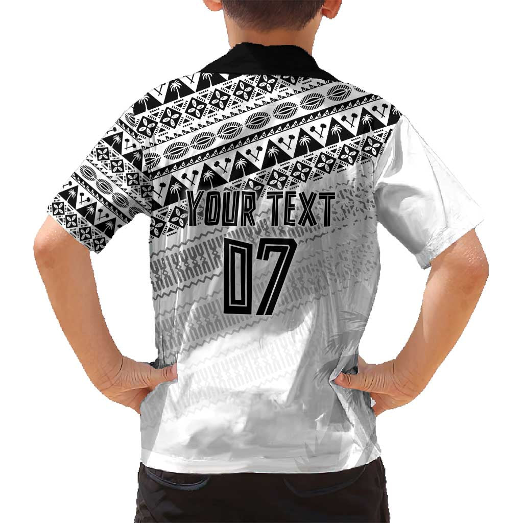 Fiji Rugby Custom Kaiviti Masi Family Matching Off Shoulder Maxi Dress and Hawaiian Shirt Black - Aussie Hoodie