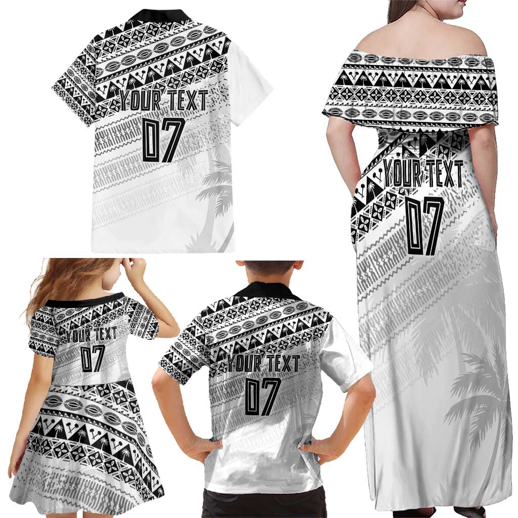 Fiji Rugby Custom Kaiviti Masi Family Matching Off Shoulder Maxi Dress and Hawaiian Shirt Black - Aussie Hoodie