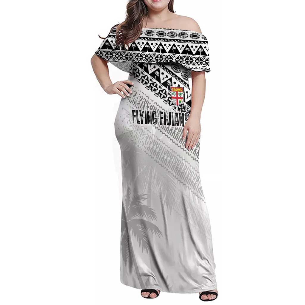 Fiji Rugby Custom Kaiviti Masi Family Matching Off Shoulder Maxi Dress and Hawaiian Shirt Black - Aussie Hoodie