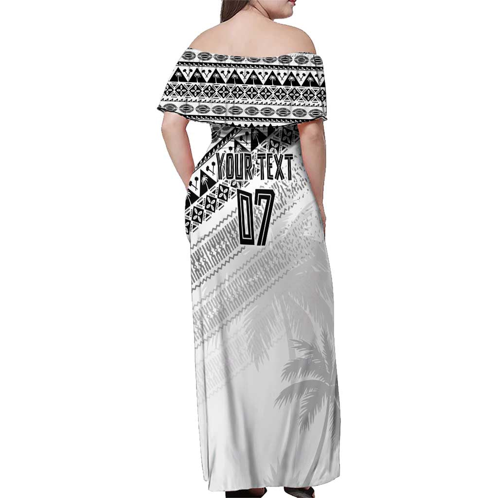 Fiji Rugby Custom Kaiviti Masi Family Matching Off Shoulder Maxi Dress and Hawaiian Shirt Black - Aussie Hoodie