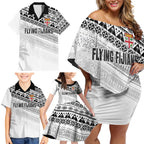 Fiji Rugby Custom Kaiviti Masi Family Matching Off Shoulder Short Dress and Hawaiian Shirt Black - Aussie Hoodie