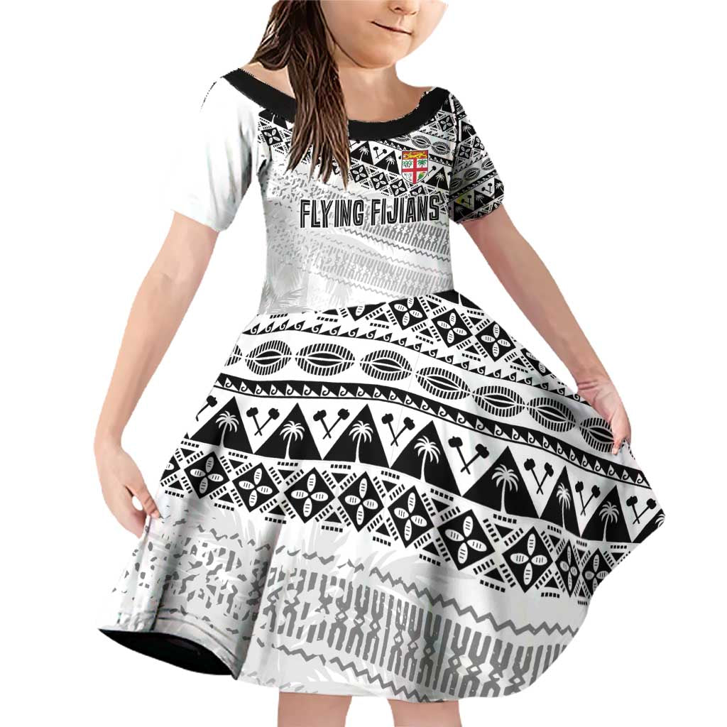 Fiji Rugby Custom Kaiviti Masi Family Matching Off Shoulder Short Dress and Hawaiian Shirt Black - Aussie Hoodie