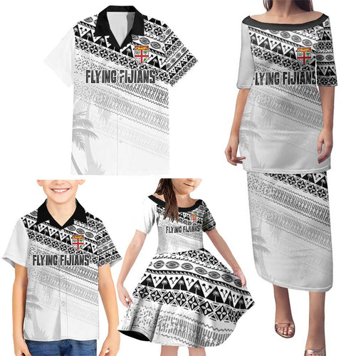 Fiji Rugby Custom Kaiviti Masi Family Matching Puletasi and Hawaiian Shirt Black - Aussie Hoodie