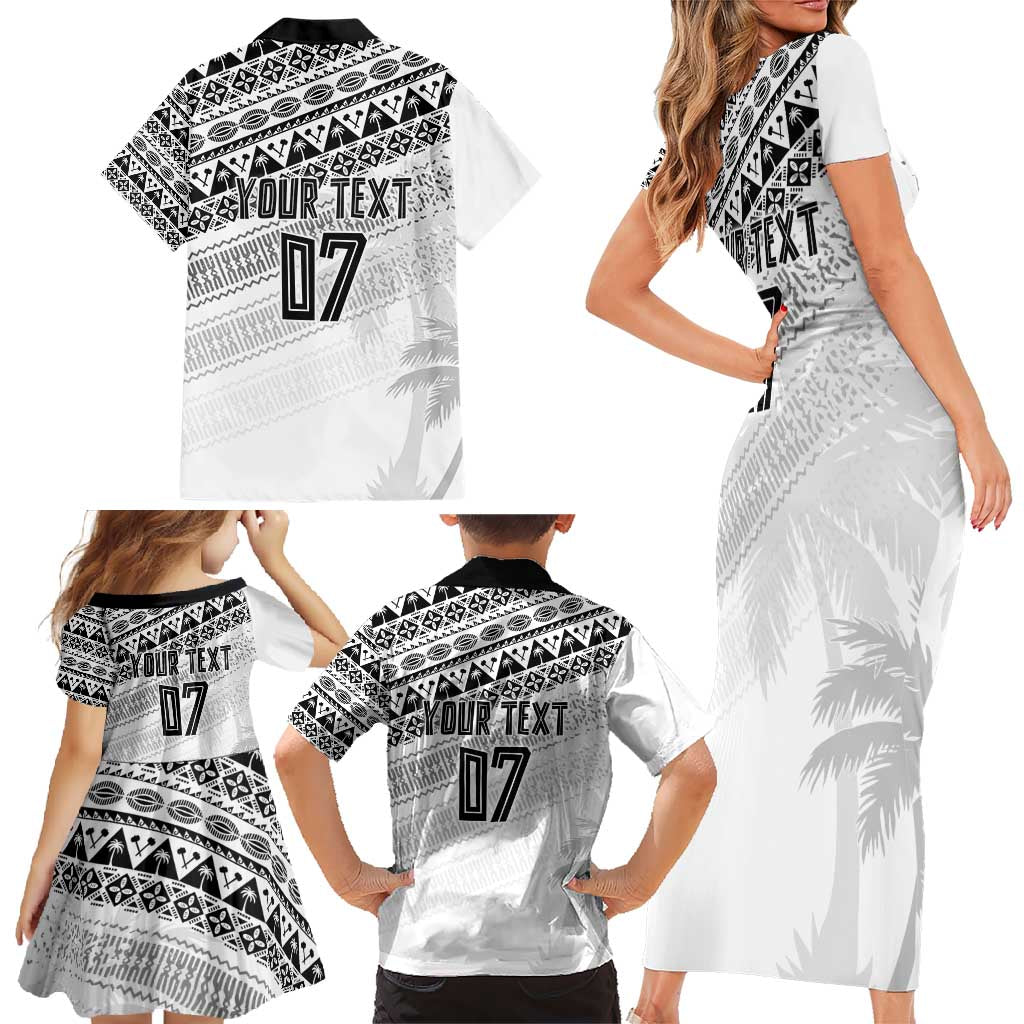 Fiji Rugby Custom Kaiviti Masi Family Matching Short Sleeve Bodycon Dress and Hawaiian Shirt Black - Aussie Hoodie