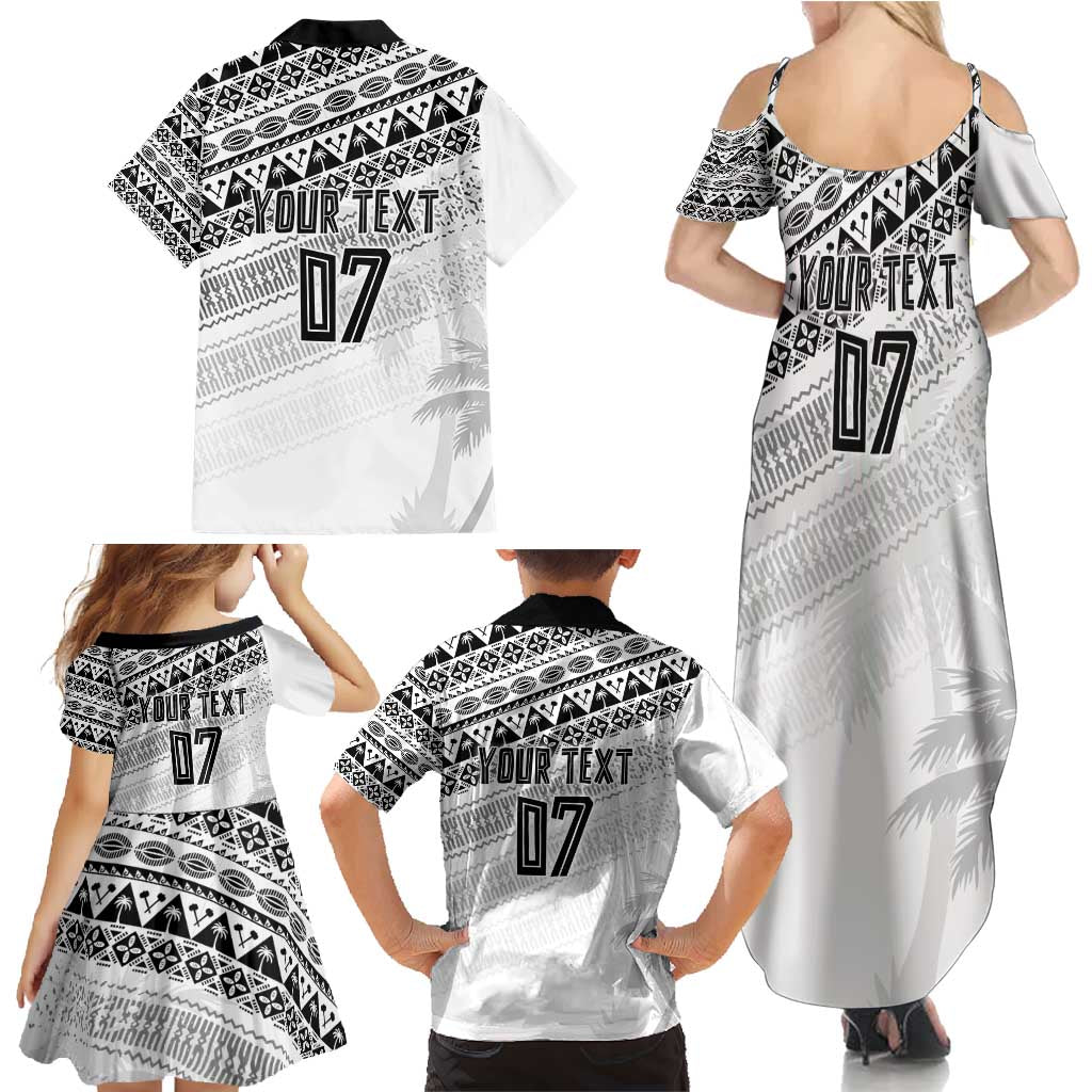Fiji Rugby Custom Kaiviti Masi Family Matching Summer Maxi Dress and Hawaiian Shirt Black - Aussie Hoodie