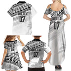 Fiji Rugby Custom Kaiviti Masi Family Matching Summer Maxi Dress and Hawaiian Shirt Black - Aussie Hoodie