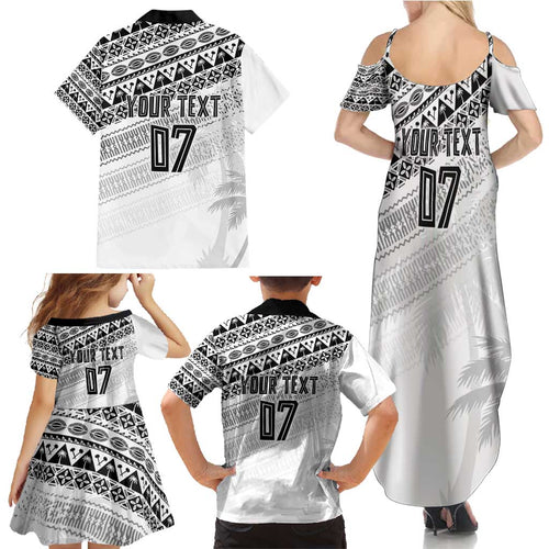 Fiji Rugby Custom Kaiviti Masi Family Matching Summer Maxi Dress and Hawaiian Shirt Black - Aussie Hoodie