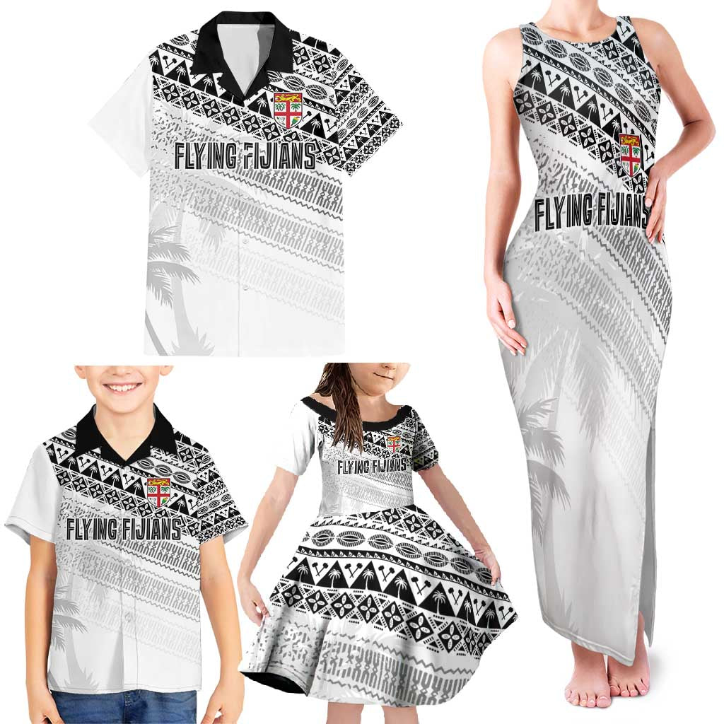 Fiji Rugby Custom Kaiviti Masi Family Matching Tank Maxi Dress and Hawaiian Shirt Black - Aussie Hoodie