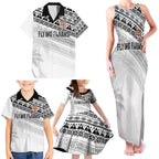 Fiji Rugby Custom Kaiviti Masi Family Matching Tank Maxi Dress and Hawaiian Shirt Black - Aussie Hoodie