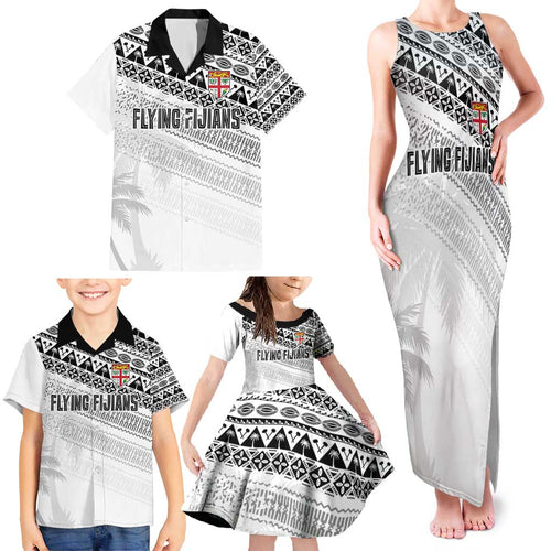 Fiji Rugby Custom Kaiviti Masi Family Matching Tank Maxi Dress and Hawaiian Shirt Black - Aussie Hoodie