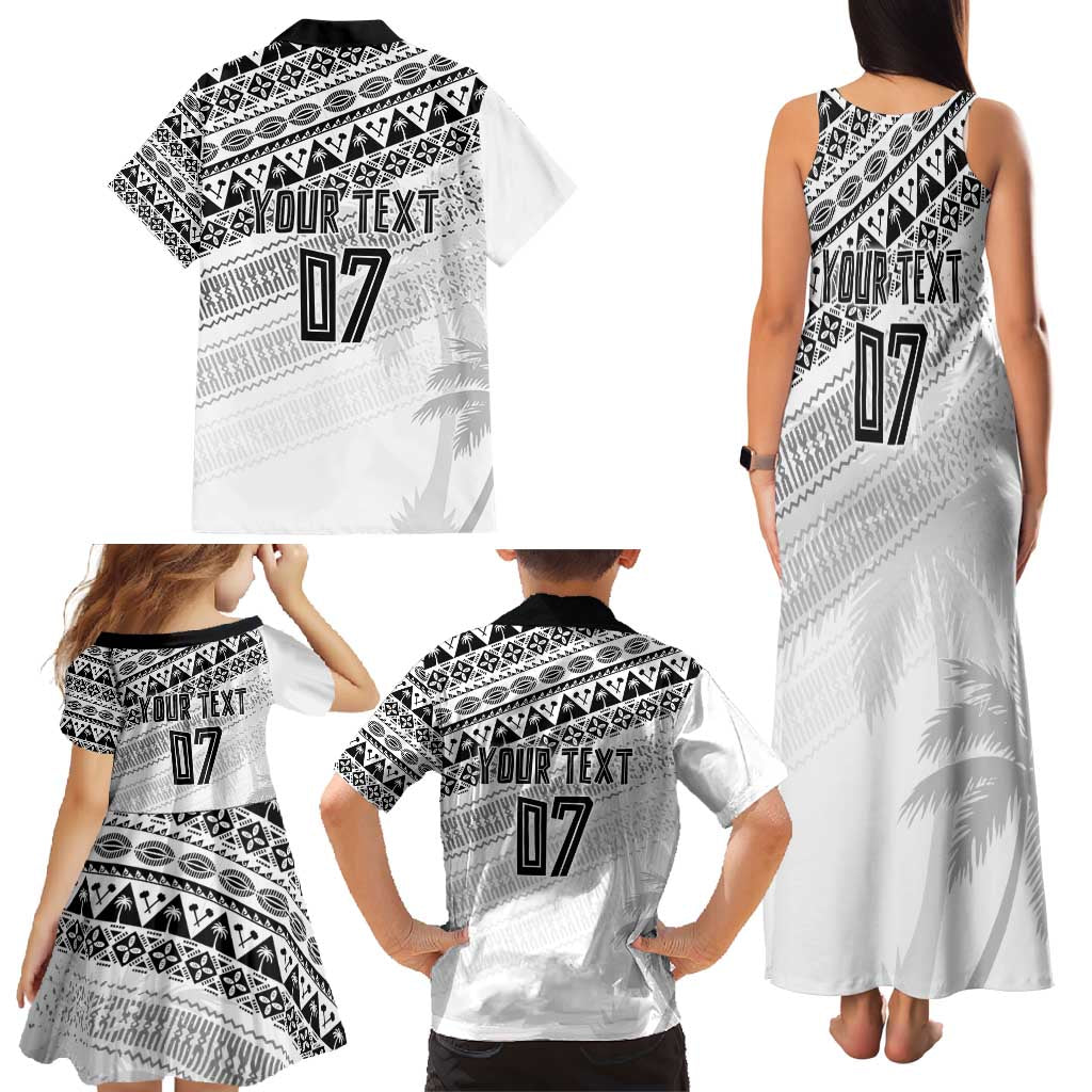 Fiji Rugby Custom Kaiviti Masi Family Matching Tank Maxi Dress and Hawaiian Shirt Black - Aussie Hoodie