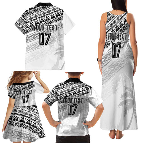 Fiji Rugby Custom Kaiviti Masi Family Matching Tank Maxi Dress and Hawaiian Shirt Black - Aussie Hoodie