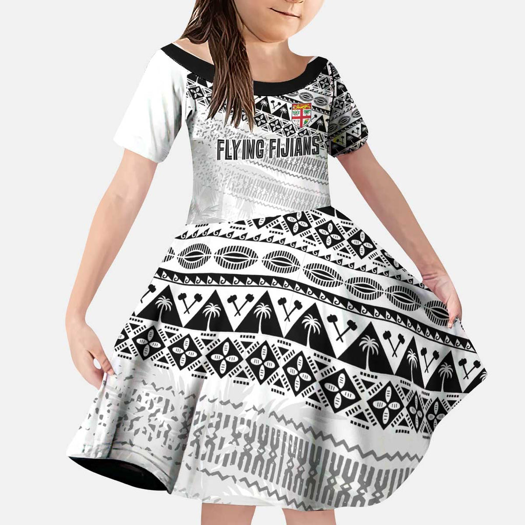 Fiji Rugby Custom Kaiviti Masi Kid Short Sleeve Dress Black - Aussie Hoodie