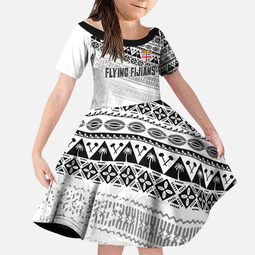 Fiji Rugby Custom Kaiviti Masi Kid Short Sleeve Dress Black - Aussie Hoodie