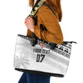 Fiji Rugby Custom Kaiviti Masi Leather Tote Bag Black - Aussie Hoodie