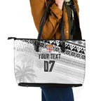 Fiji Rugby Custom Kaiviti Masi Leather Tote Bag Black - Aussie Hoodie