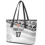 Fiji Rugby Custom Kaiviti Masi Leather Tote Bag Black - Aussie Hoodie